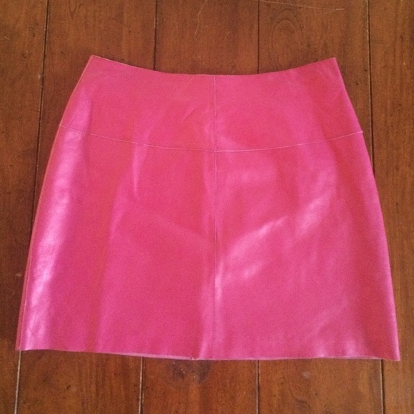 Pink Leather Skirt.