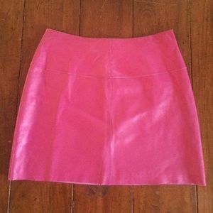 Pink Leather Skirt.