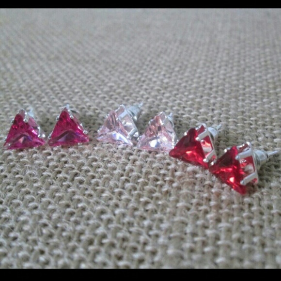 Hot Pink, Red, and Baby Pink stud Earring bundle