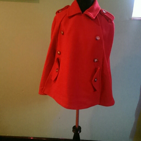 Michael kors red wool cape