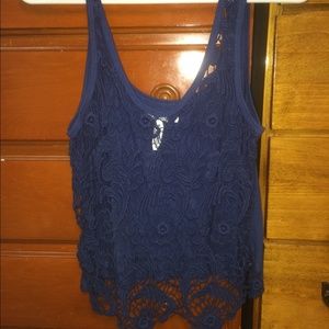 Lace front blue tanktop