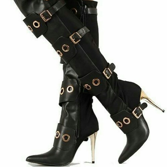 Demetria stretchy pointy toe over the knee boots