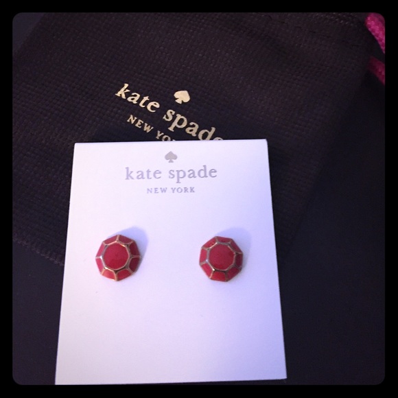 Kate Spade red/gold stud earrings