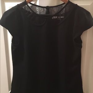 Lace-Collar Short-Sleeve Blouse