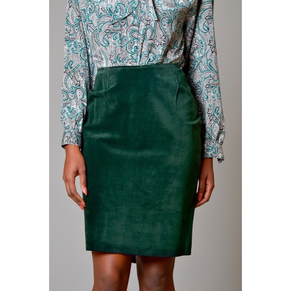 Green suede skirt