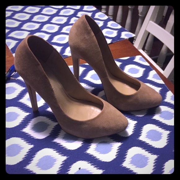 Nude suede Aldo platform heels
