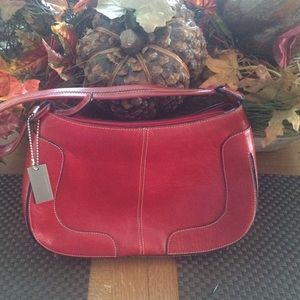 RED leather small 8x12 purse like new
