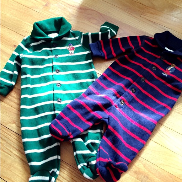Two Ralph Lauren baby one piece sweater jumpers
