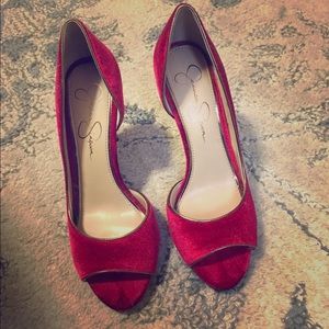 Jessica Simpson velvet evening shoes