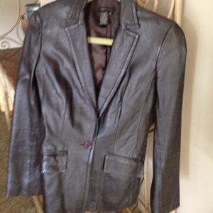 Bcbg brown leather blazer