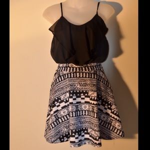 Black and white Aztec skater dress