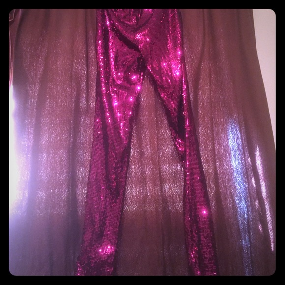 pink sequin leggings