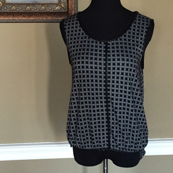 Max Studio Sleeveless Top with Faux Leather Trim