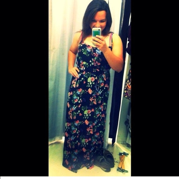 Shear Flower Pattern Maxi Dress