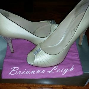 Champagne satin shoes. Brianna Leigh.