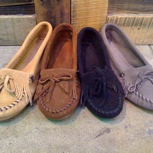 Minnetonka Kilty Suede Moccasins