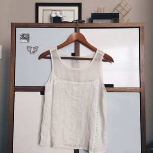 Embellished Floaty Silk Sleeveless Top