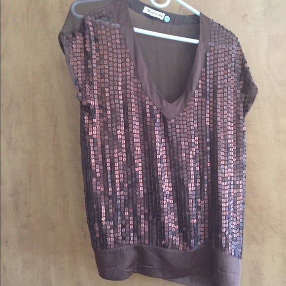 Brown Sequin Top - Picture 2 of 2