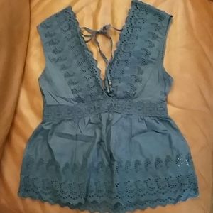 Navy eyelet AE babydoll top