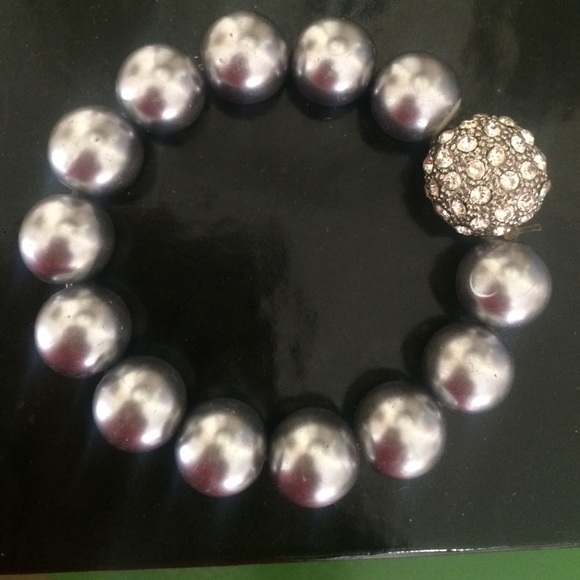 Large Gunmetal Pearl & Pave Bracelet
