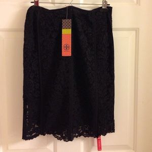Brand new Tory Burch black lace fully lined skirt.