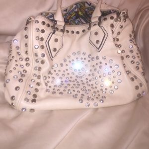 Cream colored rhinestone purse