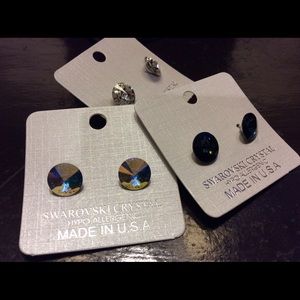 Swarovski crystal stud earrings - 3prs