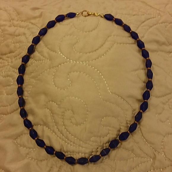 Frosted blue glass and copper wire choker😊 - Picture 1 of 3