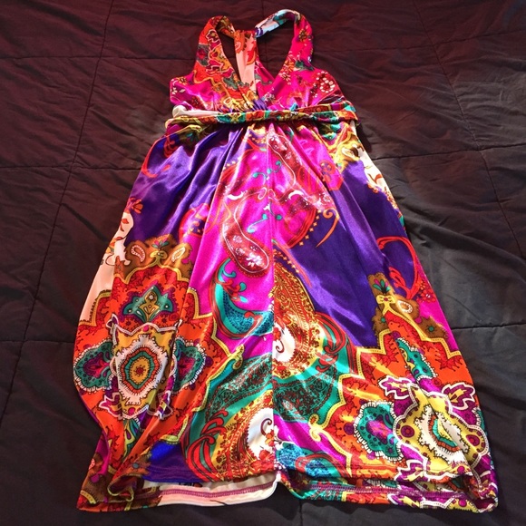 Racer back multicolor cocktail dress - Picture 1 of 2