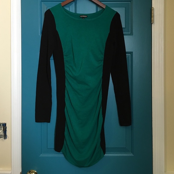 Express Black and green sweater dress
