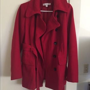 Beautiful Red Belted Peacoat