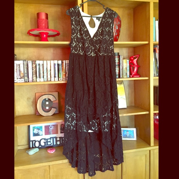 Ivory and Black Lace Hi Low Torrid Dress