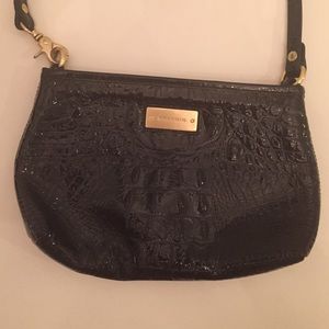 Brahim black croc embossed shoulder bag
