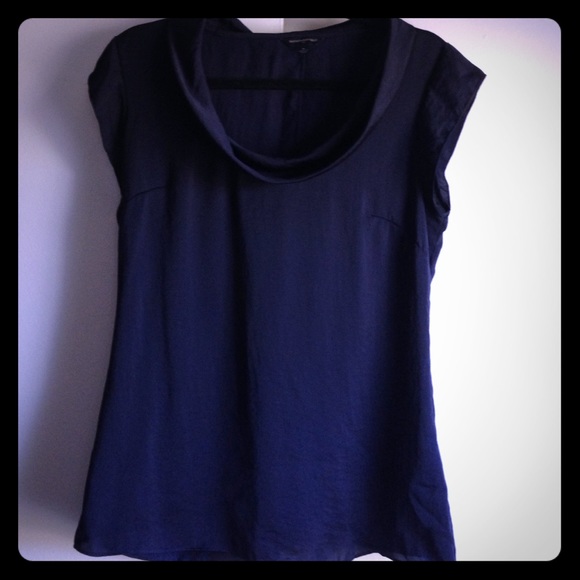 Navy blue cowl neck blouse