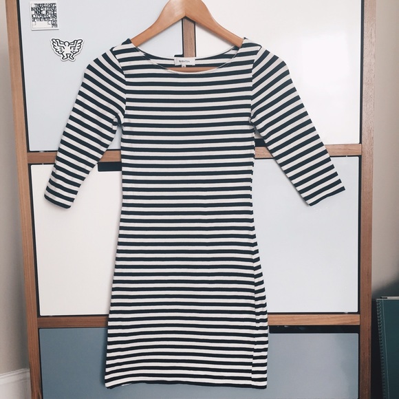 Black and White Striped Bodycon Dress