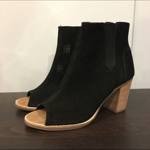 TOMS Suede Perforated Majorca Peep Toe Booties