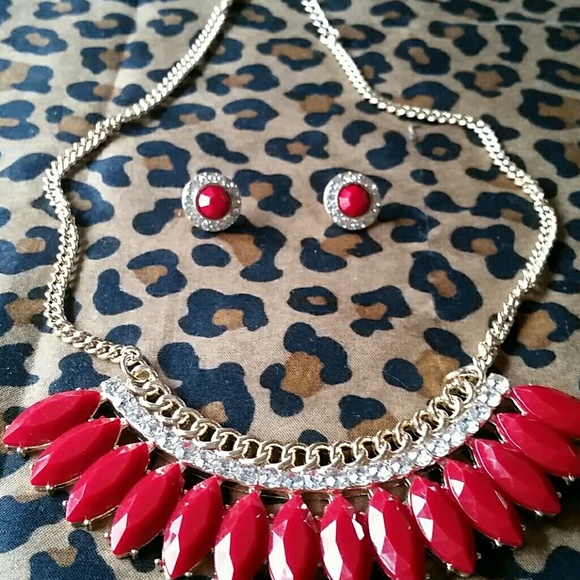 Accent necklace and ear rings