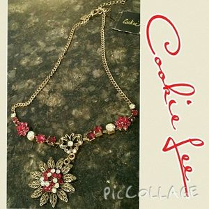Cookie Lee Bronze Ruby and Crystal Necklace