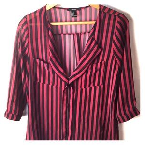 Forever 21 Chiffon Stripped Shirt