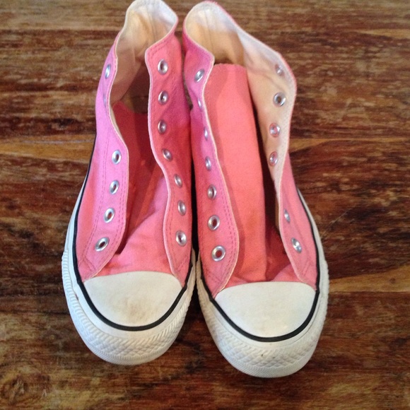 Pink converse all star high top sneakers