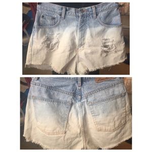 vintage style bleach ombre shorts