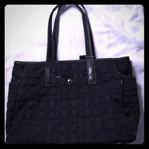 COACH BLACK QUILTED DIAPER BAG OR TOTE H04K-5163