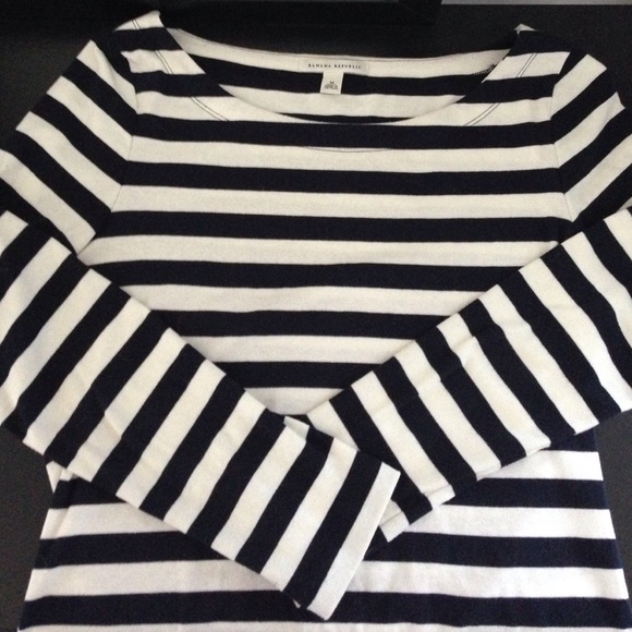 Navy and white stripe long sleeve tee