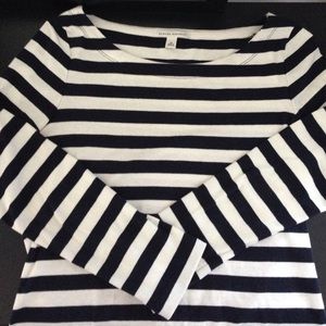 Navy and white stripe long sleeve tee
