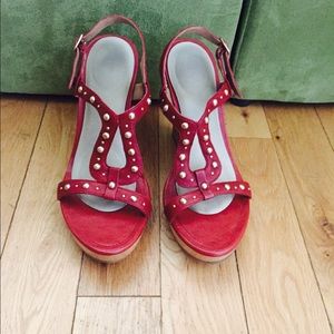 Red Studded Wedges
