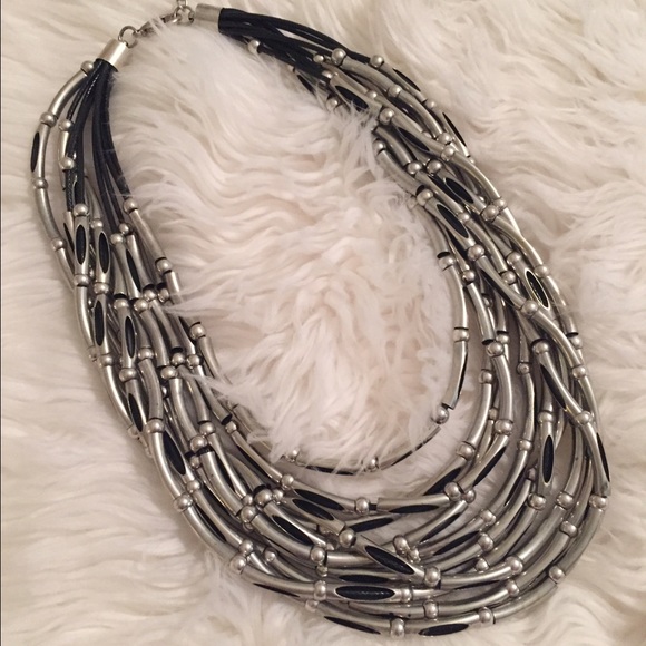 Silver and Black Necklace