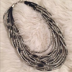 Silver and Black Necklace