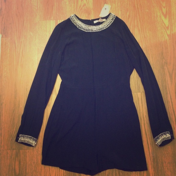 Black Embellished Romper