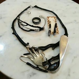 Black Coral Four Piece Jewelry Set