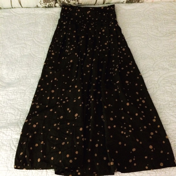 Black Dotted Maxi Skirt